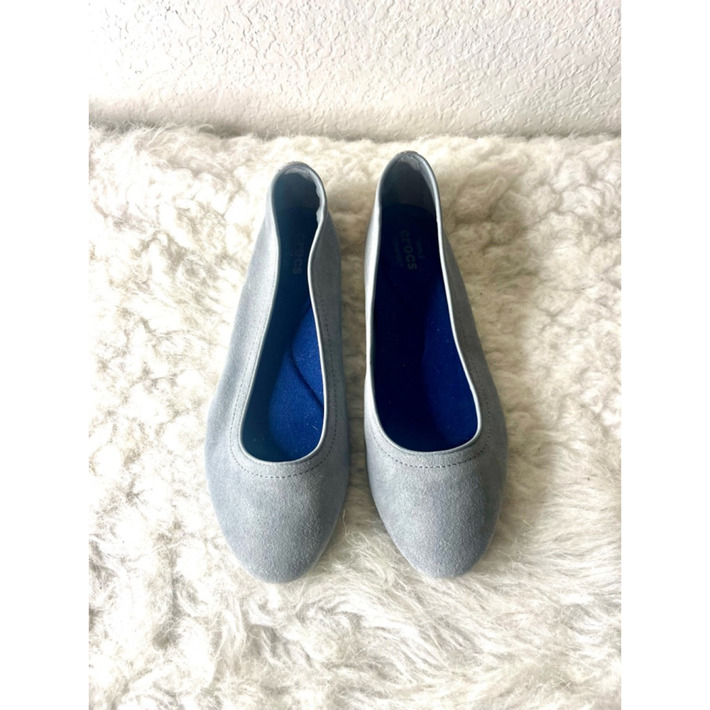 Crocs Womens Lina Suede Loafer Shoes, grey US W7.5